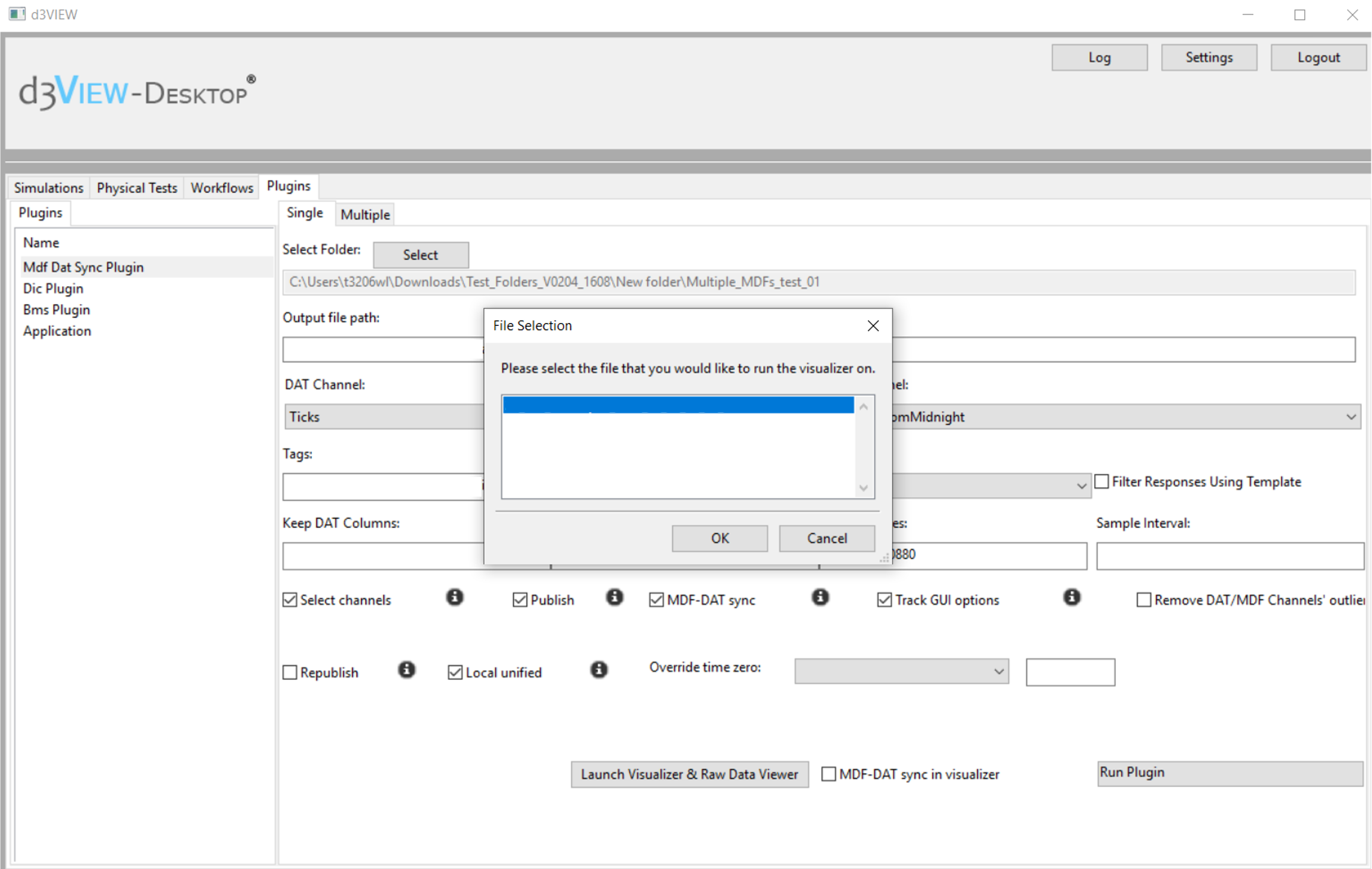 d3VIEW Desktop launch screen for the visualizer and raw data viewer