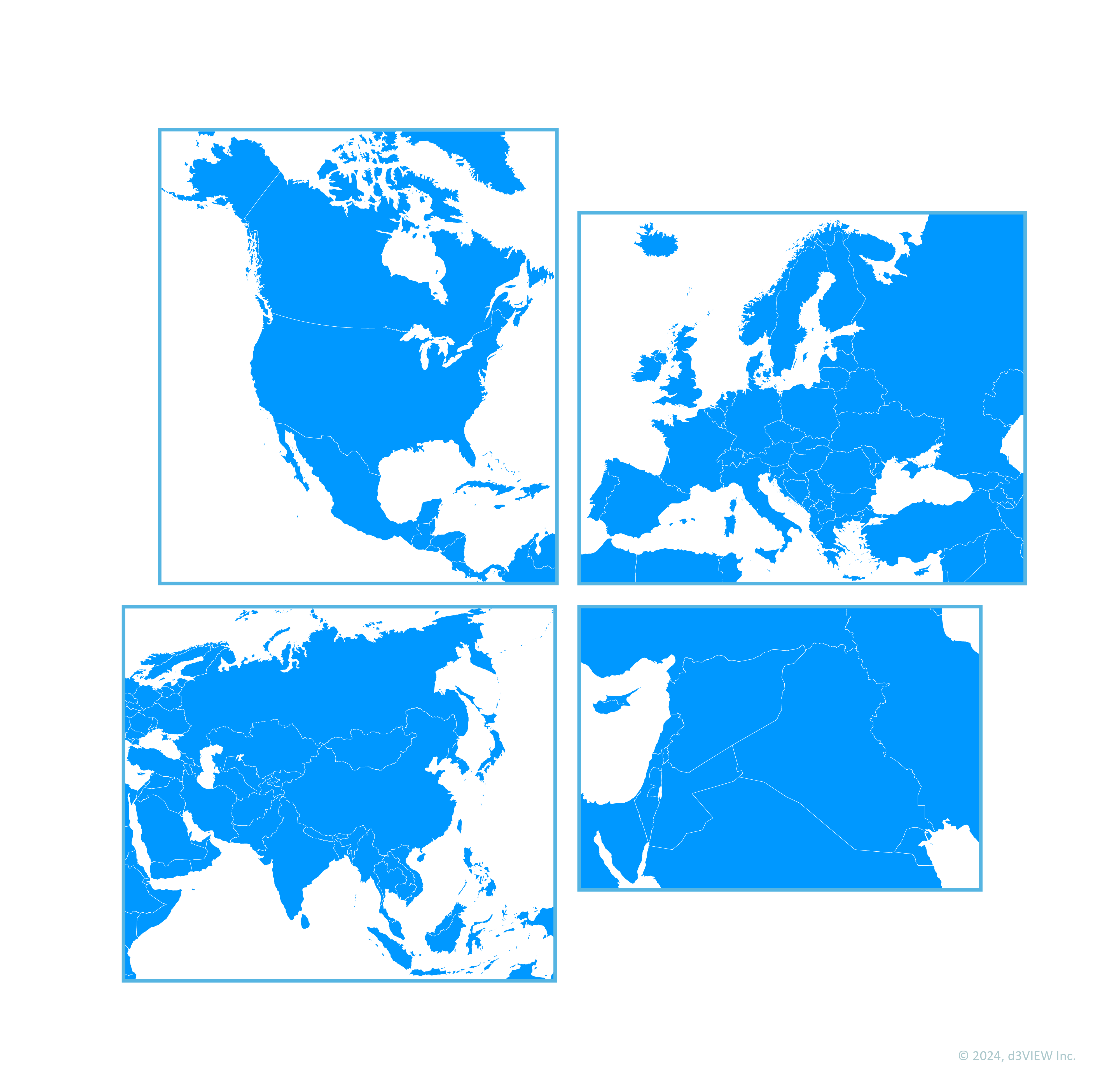 Worldwide regions represented in d3VIEW SaaS