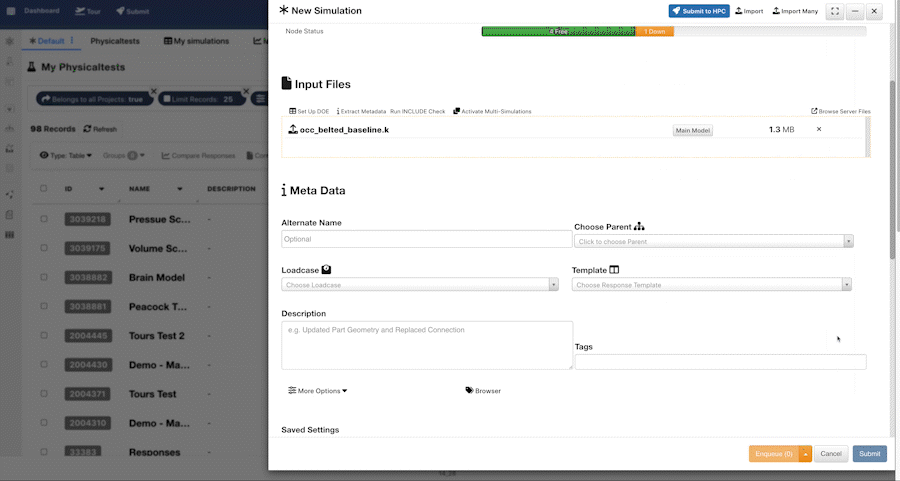 Submitting an HPC job through the d3VIEW SaaS interface